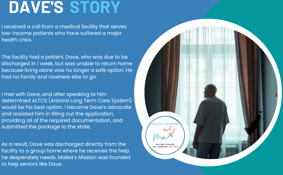 I Malea’s Mission was referred to Lucia Moore, who faced homelessness and declining health, she needed assisted living but lacked the financial means to secure it. Lucia initially applied for Ariz
